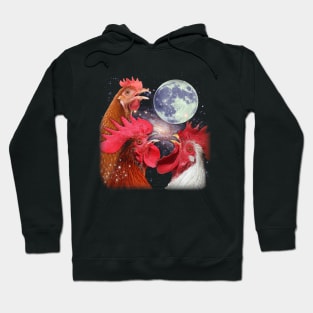 Feathered Flock Chicken The Moon, Trendy Tee for Poultry Devotees Hoodie